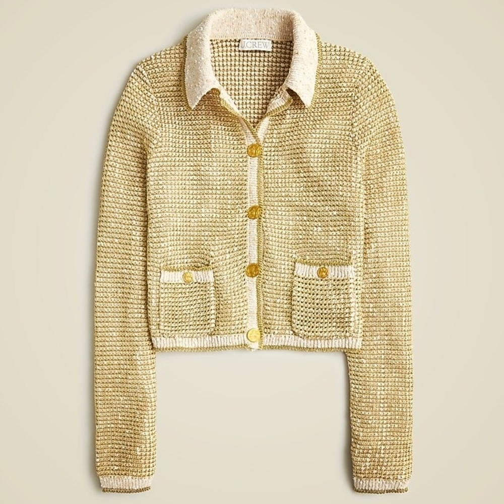 J. Crew Women's Metallic Gold Knit Blazer